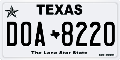 TX license plate DOA8220