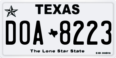 TX license plate DOA8223