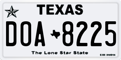 TX license plate DOA8225