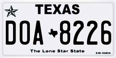TX license plate DOA8226