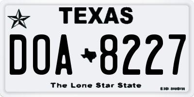 TX license plate DOA8227