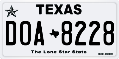 TX license plate DOA8228