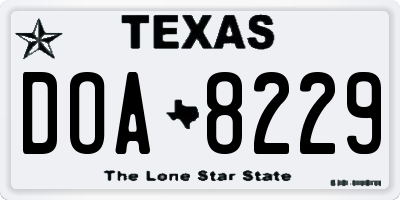 TX license plate DOA8229