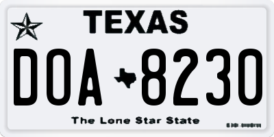 TX license plate DOA8230