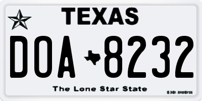 TX license plate DOA8232