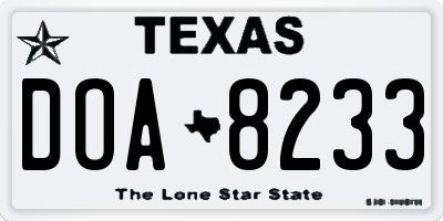 TX license plate DOA8233