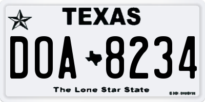 TX license plate DOA8234