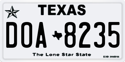 TX license plate DOA8235