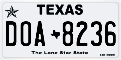 TX license plate DOA8236