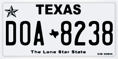 TX license plate DOA8238
