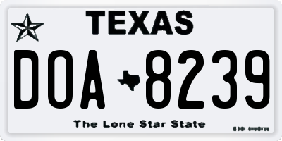 TX license plate DOA8239