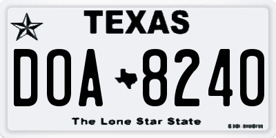 TX license plate DOA8240