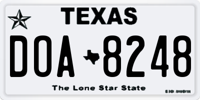 TX license plate DOA8248