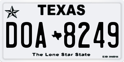 TX license plate DOA8249