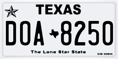 TX license plate DOA8250