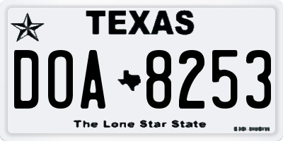 TX license plate DOA8253