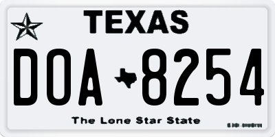 TX license plate DOA8254