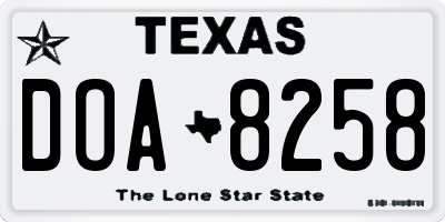 TX license plate DOA8258