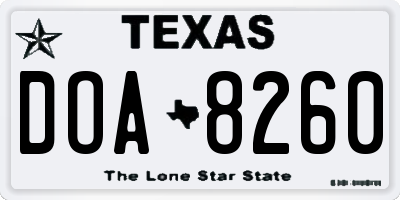 TX license plate DOA8260