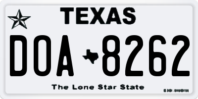 TX license plate DOA8262