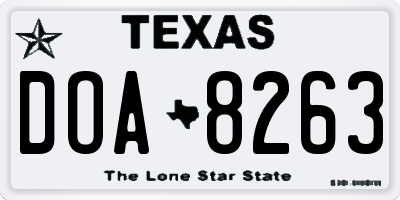 TX license plate DOA8263