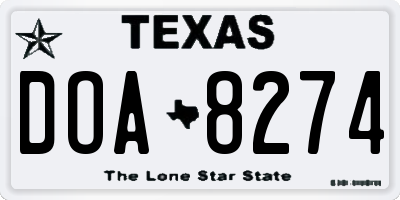 TX license plate DOA8274