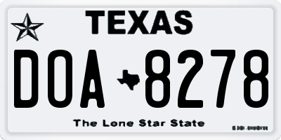 TX license plate DOA8278