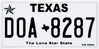 TX license plate DOA8287