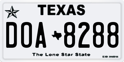 TX license plate DOA8288