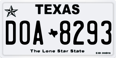 TX license plate DOA8293