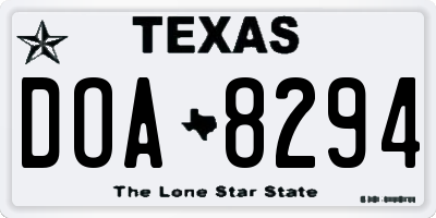 TX license plate DOA8294