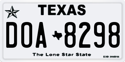 TX license plate DOA8298