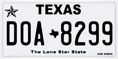 TX license plate DOA8299