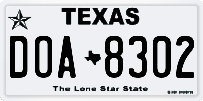 TX license plate DOA8302