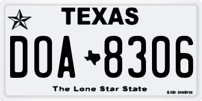 TX license plate DOA8306