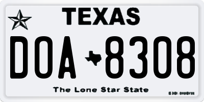 TX license plate DOA8308