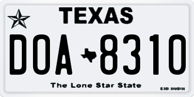 TX license plate DOA8310