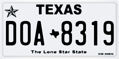 TX license plate DOA8319