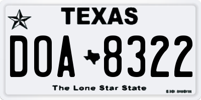 TX license plate DOA8322