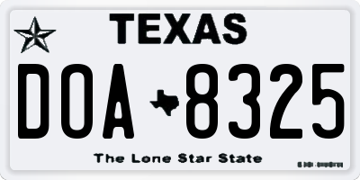TX license plate DOA8325