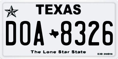 TX license plate DOA8326