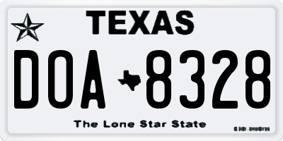 TX license plate DOA8328