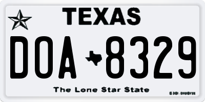 TX license plate DOA8329