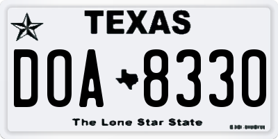 TX license plate DOA8330