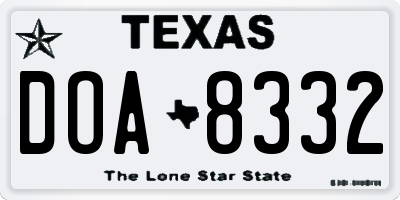 TX license plate DOA8332