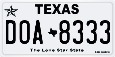 TX license plate DOA8333