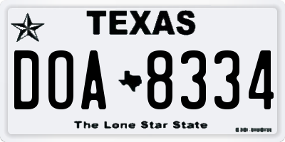 TX license plate DOA8334