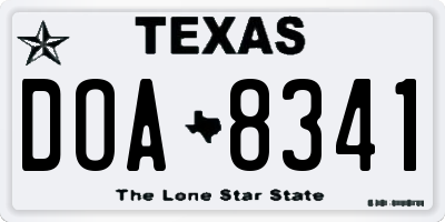 TX license plate DOA8341