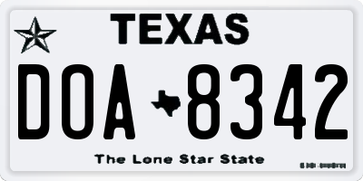 TX license plate DOA8342