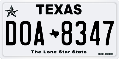 TX license plate DOA8347